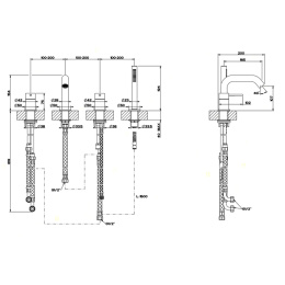 Фото Смеситель для ванны на 4 отверстия Gessi Bath 316 (54037#239) шлифованная сталь