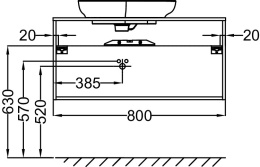 Тумба под раковину Jacob Delafon Nouvelle Vague 80 см, EB3039-G1C, белый глянцевый