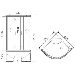 Душевая кабина 80x80x215 Erlit (ER3508TP-C4-RUS)