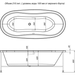 Акриловая ванна 180x80 Aquanet (00210314), овальная