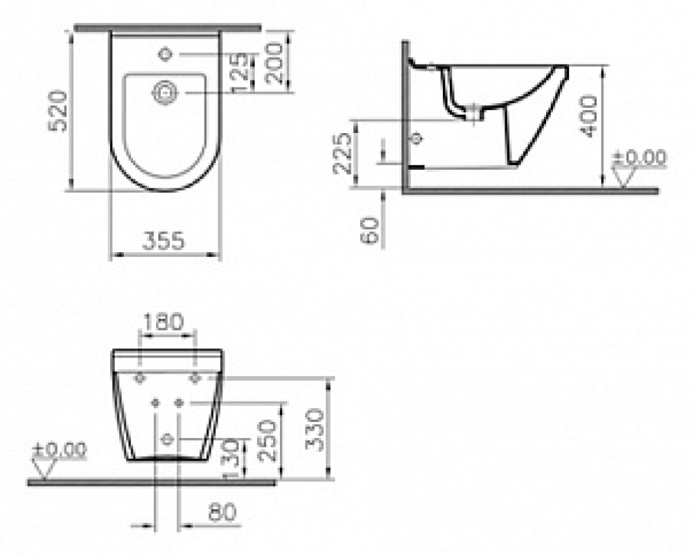 Подвесное биде Vitra S50 (5324B003-0288) белый