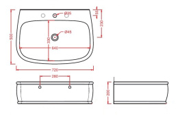 Раковина накладная 72 см ArtCeram Azuley (AZL003 03 00) черный