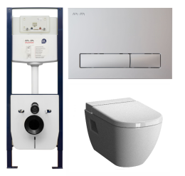 Инсталляция Am.Pm с унитазом Vitra D-Light 5910B003-1086, сиденье микролифт клавиша белая Vitra D-Li