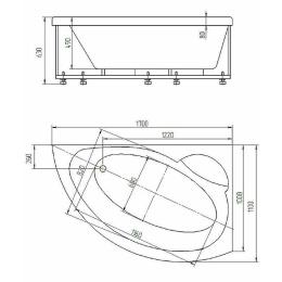 Акриловая ванна 170x100 Aquatek (AYK170-0000089), асимметричная