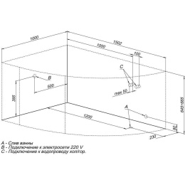 Акриловая ванна 150x100 Aquanet (00204008), асимметричная