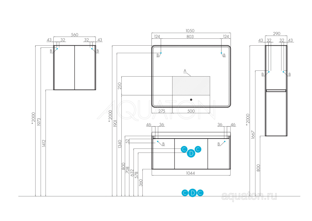 Фото Зеркало Aquaton Шерилл 105 1A206402SH010