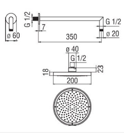 NOBILI AD138/44CR_AD139/10CCR Верхний душ с кронштейном (хром)