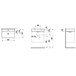 Раковина Laufen Val 8.1028.3.000.108.1 60 с 3 отверстиями для смесителей