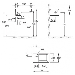 Раковина Jacob Delafon Terrace EGA012-00, 49х28 см