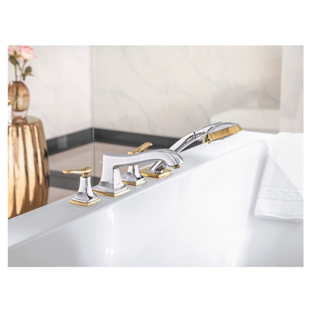 Смеситель на борт ванны на 4 отверстия 31441090 Hansgrohe Metropol Classic (хром, золото)