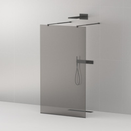 Душевой уголок Душевая перегородка Cezares Liberta-L-2-120-GR-Nero 120 x 195 см, стекло графит, профиль черный