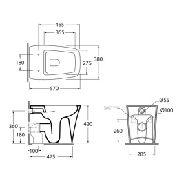 Фото Унитаз Azzurra Hera HEVCTPE00000BI 38 x 57 x 42 см напольный, приставной, безободковый