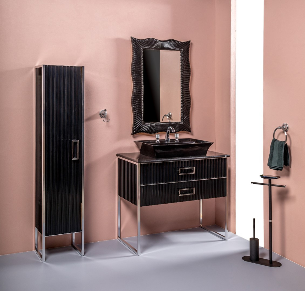 Фото Armadi Art Monaco 868-BCR Пенал MONACO черный глянец + хром