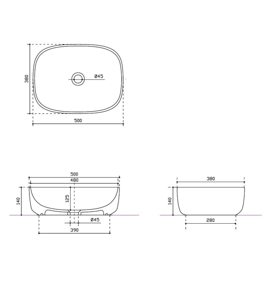 Фото Раковина на столешницу 50 см Galassia Dream (7301GM), цвет серый, матовый