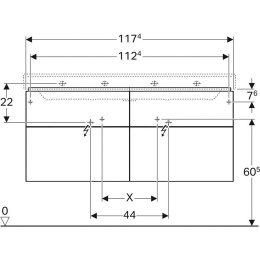 Geberit Xeno2 500.518.43.1 Тумба для раковины, с ящиками выдвижными
