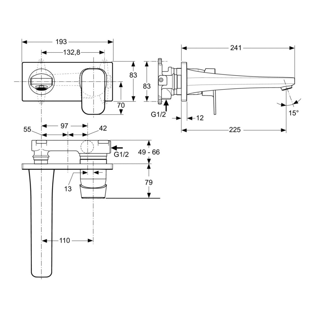 Смеситель Ideal Standard Tonic II встраиваемый для раковины, хром, A6335AA