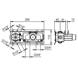 Фото Внутренняя часть термостатического смесителя для душа, переключатель на 4 источника Fantini Acquadol