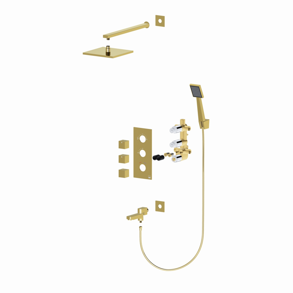 Фото Душевая система встроенная с термостатом Timo Tetra-thermo SX-0199/17SM золото матовое
