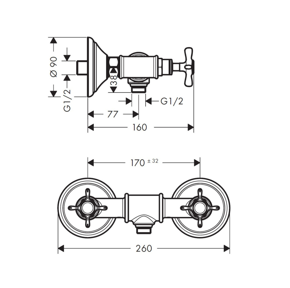 Фото Axor Montreux 16560300 Смеситель для душа (Полированное красное золото)