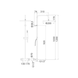 Душевая стойка с термост Mamoli Shower Systems 382708220021 смесителем верхним и ручным душем, Хром