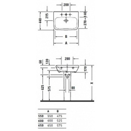 Раковина 55 см Duravit Durastyle 2319550000, белый