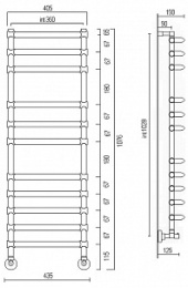 Фото Полотенцесушитель водяной Margaroli Luna 434-11 4343711OBN, высота 107.6 см, ширина 43.5 см, старая 