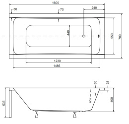 Фото Акриловая ванна 150x70 Besco (WAO-160-PK), прямоугольная