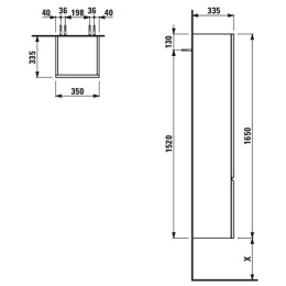 Шкаф Laufen Palace New 4020220754751, 35 см, 4 стеклянные полки