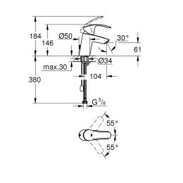 Grohe Eurosmart 33188002 Смеситель для раковины корпус маленький