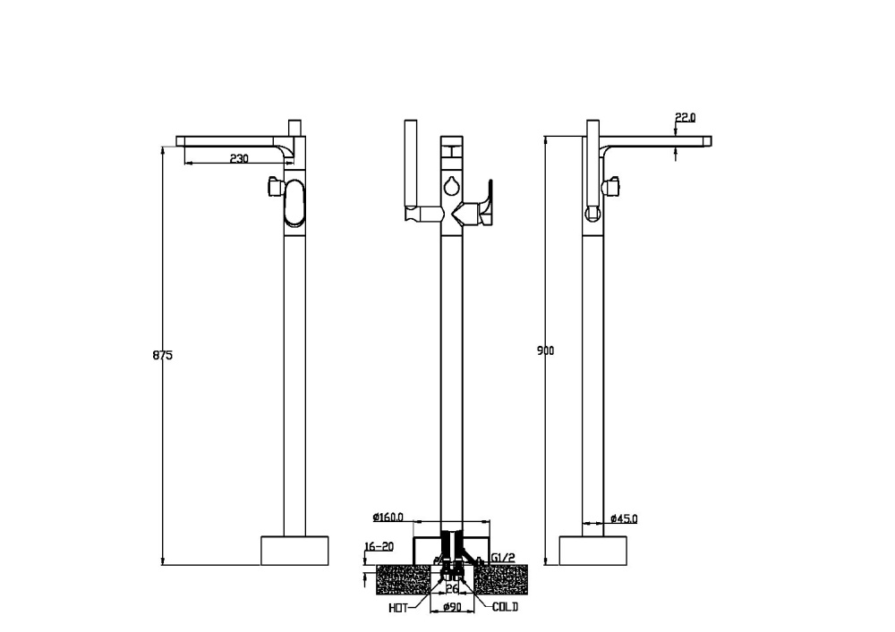 Фото Смеситель напольный Boheme Spectre (459-BR)