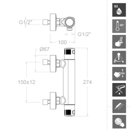 Фото Смеситель термостатический для душа RamonSoler TERMOTECH 963401NL Хром