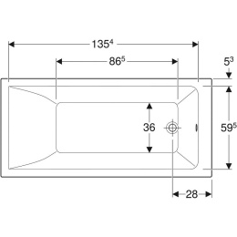Акриловая ванна 150x70 Geberit (554.301.01.1), прямоугольная