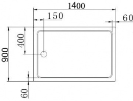 Поддон акриловый Cezares TRAY-A-AH-140/90-15-W, с сифоном в комплекте