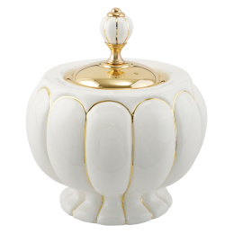 Фото Migliore Olivia 17511 Баночка h12xD16 см, керамика белая с золотым декором, золото