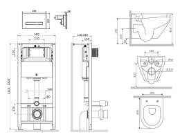 Инсталляция + унитаз + клавиша Am.Pm Spirit 2.0 (IS450A38.701700) синий