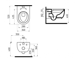 Подвесной унитаз Bien Vokha MDKA052N1VP0B7000 36 x 52 x 33 см безободковый, сиденье Soft Close, цвет
