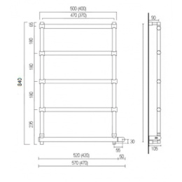 Полотенцесушитель электрический Margaroli Sole 542-5 BOX 5424705OBPB, с полкой, высота 84 см, ширина
