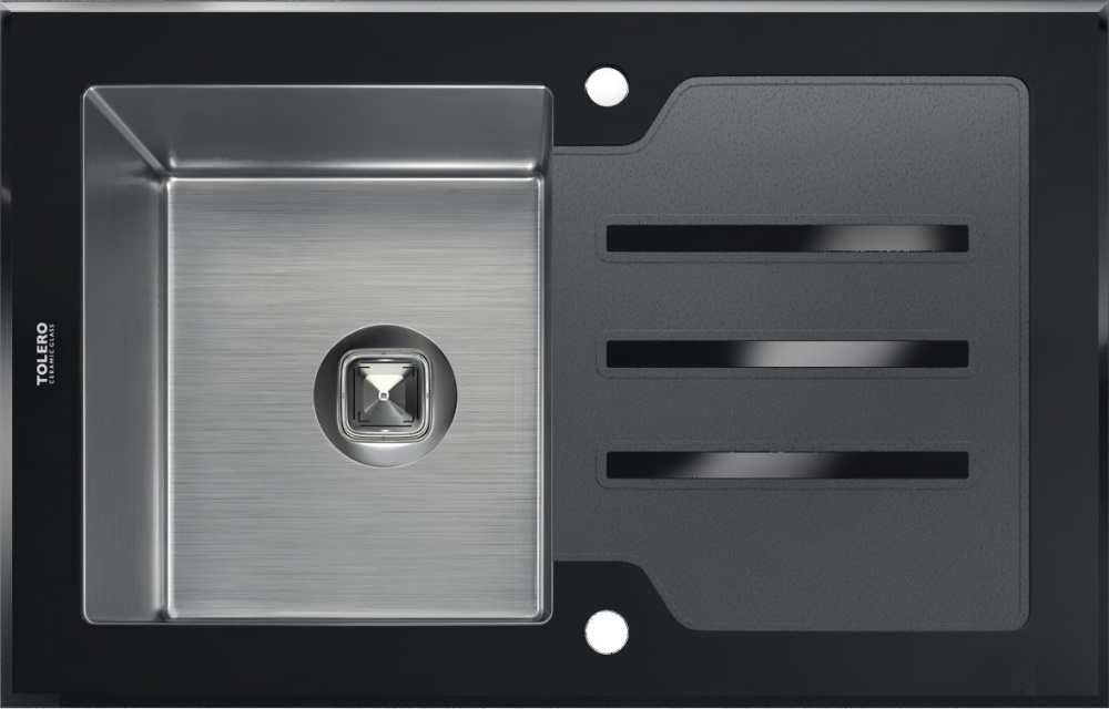 Фото Кухонная мойка TOLERO Ceramic Glass TG-780 (Tolero Glass TG-780 чёрная)