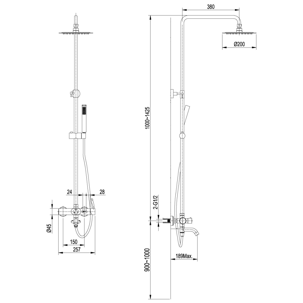Душевая система для ванны Lemark ELEMENT (LM5162S)