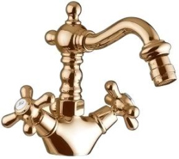 Фото GATTONI Versilia Смеситель для биде на 1 отверстие, с донным клапаном, цвет золото 24К