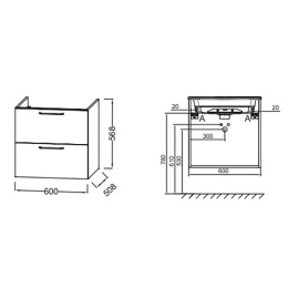 JacobDelafonODEON RIVE EB2520-R5-E52+EXBA112-00 Мебель для раковины-столешницы, 60 см + раковина 60 