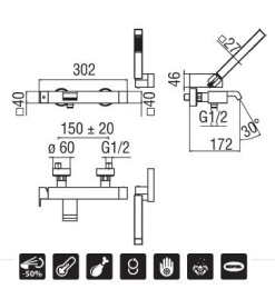 NOBILI Ray RY00110CR Смеситель для ванны (хром)