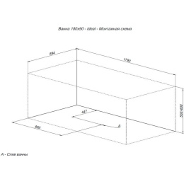 Акриловая ванна 180x90 Aquanet (00242514), прямоугольная