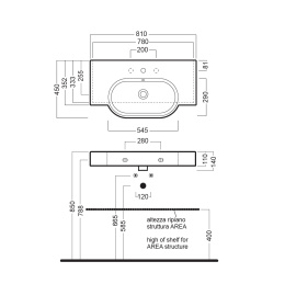 Раковина подвесная\встраиваемая Hatria Area (Y0UP01) белый