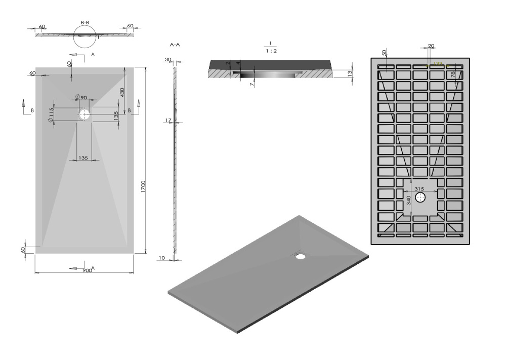 Поддон для душа Vincea (VST-4SR9017W) белый, матовый