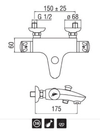 Смеситель Nobili Thermo TE30110/1TNCR Термостат для ванны