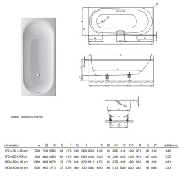 Фото Ванна BETTE Comodo 1253-000 170x80 см