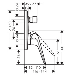Фото Смеситель для ванны и душа Hansgrohe Novus 71046000, встраиваемый