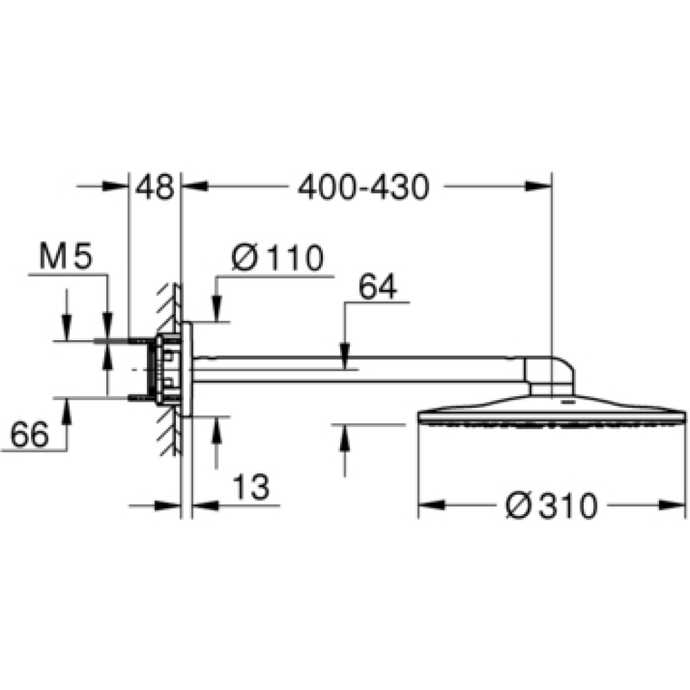 Верхний душ Grohe Rainshower SmartActive 310 26475AL0 круглый, темный графит матовый
