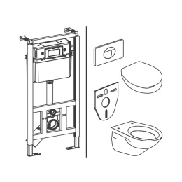 Фото SANIT Монт.элемент Sanit 995 N+панель управ. S701 белая+кронштейн. стен. крепл.+подвесной унитаз с б